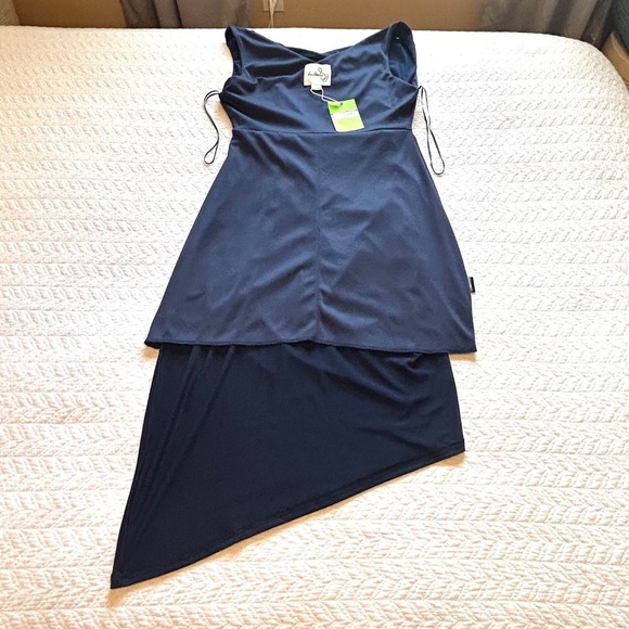 NWT Sam Edelman Navy Ruched Bodycon Sleeveless Midi Dress Size 6 - Picture 8 of 16
